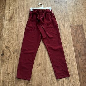 Red paper bag pants